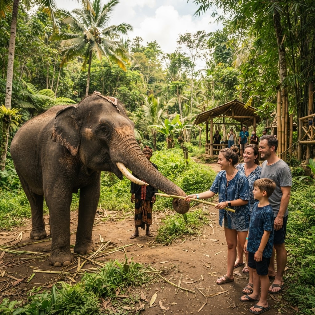 Lombok Wildlife Park — elephant encounter, North Lombok